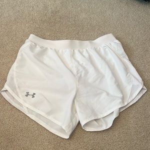 Women’s Under Armour Fly By 2.0 Running Shorts—white—XS